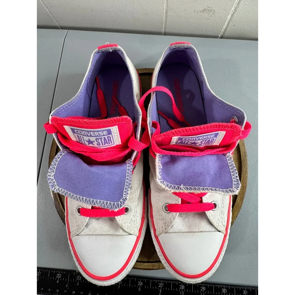 Converse Chuck Taylor Sneakers Junior 4 White Good Double Tongue Pink Purple